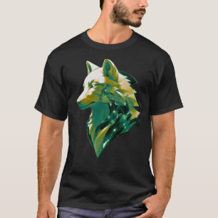Smaragd Varg Geometrisk Kosmisk Djurkonst T Shirt