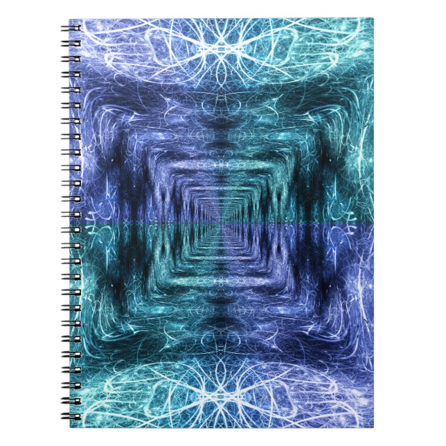 Smaragdblå kristallin energifraktalkonst anteckningsbok (Framsidan)