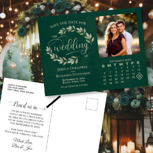 Smaragdblads fotokalender Bröllopsdatum Spara Meddelande Vykort