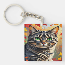 Smaragdblickande Tabby i höstglöd