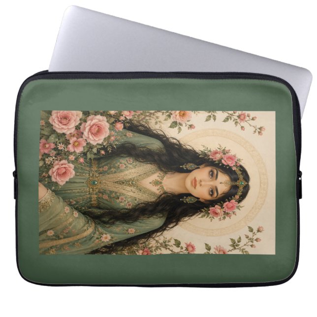 Smaragdblommig damflygblankett | Persisk rosa  Laptop Fodral (Framsidan)