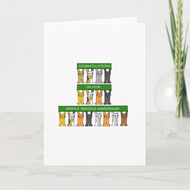 Smaragdbrylluppsjubileum 55 år söta katter kort (Framsida)