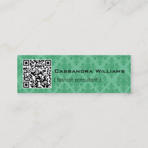 Smaragddamast QR KODIFIERAR mini- visitkortar Mini Visitkort