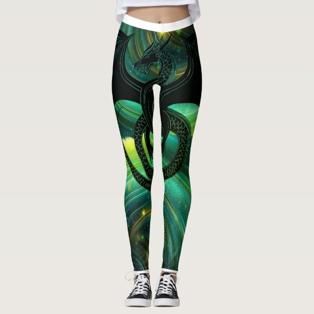 Smaragddrakstrumpor Leggings (Framsida)
