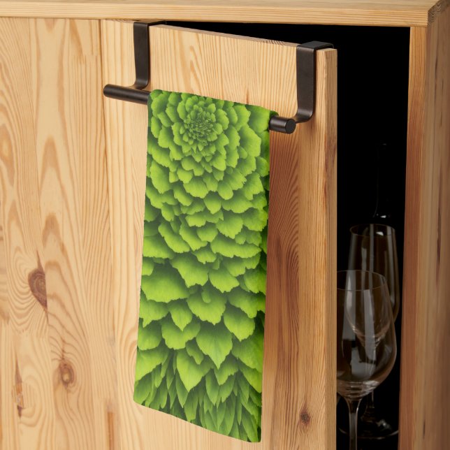 Smaragdfraktalblomning Kökshandduk (Thirds Fold)