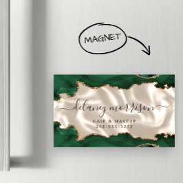 Smaragdgrön Agat Guld Glitter Elfenben Lyx Magnetiska Visitkort