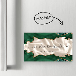 Smaragdgrön Agat Guld Glitter Lyx Magnetiska Visitkort