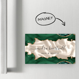 Smaragdgrön Agat Guld Glitter Lyx Magnetiska Visitkort