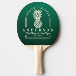 Smaragdgrön Ananasbröllopsbåge & Namn Pingisracket