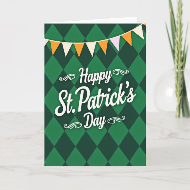 Smaragdgrön Argyle St Patricks-kort Kort (Framsida)