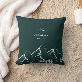 Smaragdgrön Berg Tall Familj Kudde