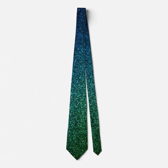 Smaragdgrön Blå Glitter Födelsedags Bröllopspresen Slips (Framsida)