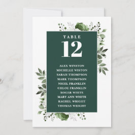 Smaragdgrön Blommig Bordnummer Sittplatskarta Inbjudningar