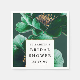 Smaragdgrön Blommig Modern Elegant Bröllopsdusch Pappersservett