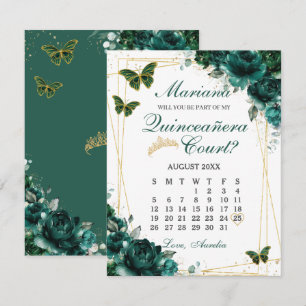 Smaragdgrön blomster-quinceanera hovförslags korth OSA kort