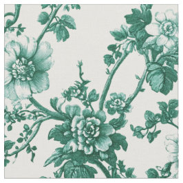 Smaragdgrön blomstervävd toile tyg