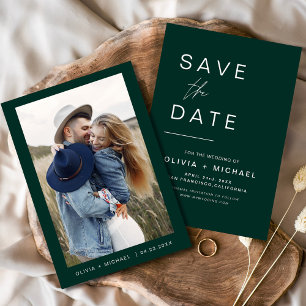 Smaragdgrön Bröllopsbild för Save the Date Spara Datumet
