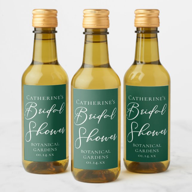 Smaragdgrön bröllopsdusch Personlig Mini Vinetikett (Flaskor)