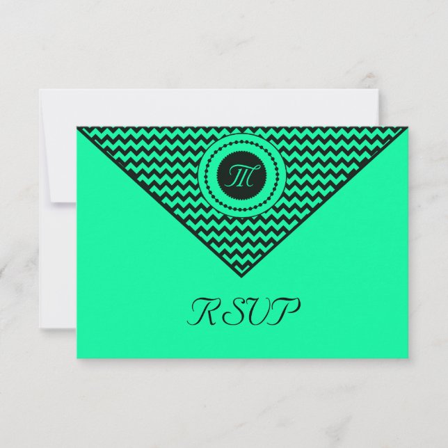 Smaragdgrön Chevron RSVP OSA Kort (Framsida)