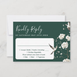 Smaragdgrön Chinoiserie Blommig Trädgård Bröllop OSA Kort