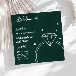Smaragdgrön diamant ring muslimsk förlovning inbjudningar