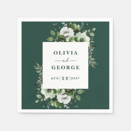 Smaragdgrön Elegant Blommig Bröllop Servett