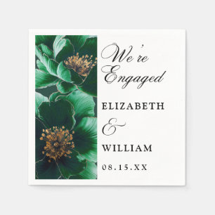 Smaragdgrön Elegant Blommig Förlovningsfest Pappersservett