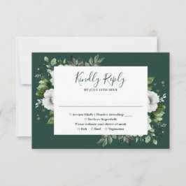 Smaragdgrön Elegant Botanisk Blommig Bröllop OSA Kort
