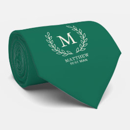 Smaragdgrön Elegant Bröllopsmarskalk Monogram Bröl Slips