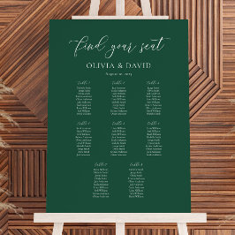 Smaragdgrön Elegant Skrift 8 Bord Placeringsplan Poster