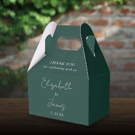 Smaragdgrön Elegant Skript Bröllop Tack Presentaskar