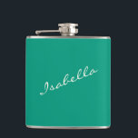 Smaragdgrön Elegant Skriptnamn Bröllopskväll Fickplunta<br><div class="desc">Fira med stil med denna smaragdgröna flaska med elegant typsnitt. Perfekt för möhippor,  brud shower och brudtärnegåvor,  denna stilrena design blir en minnesvärd souvenir. Ett bra val som presenter till bröllopsgäster,  tjejresor eller en rolig kväll ute. Denna trendiga flaska är både praktisk och fashionabel för alla tillfällen.</div>