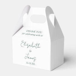 Smaragdgrön elegant skrivstil Bröllop tack Presentaskar