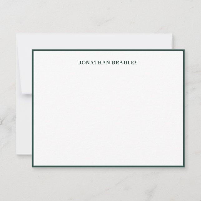 Smaragdgrön Enkel Kant Elegant Typografi Anteckningskort (Framsida)