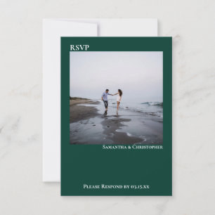 Smaragdgrön Enkel Minimalistisk Foto Bröllop OSA Kort