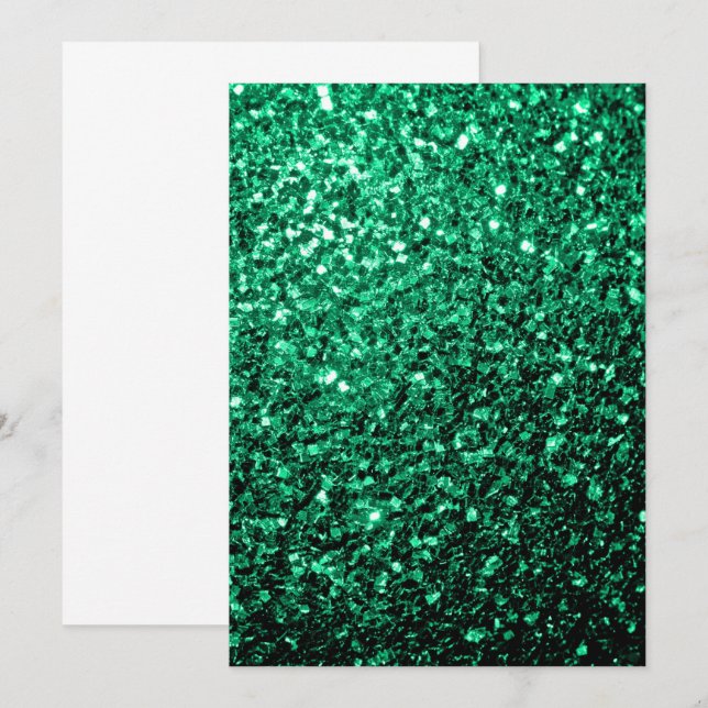 Smaragdgrön falsk glitter gnistrar inbjudningar (Fram/baksida)