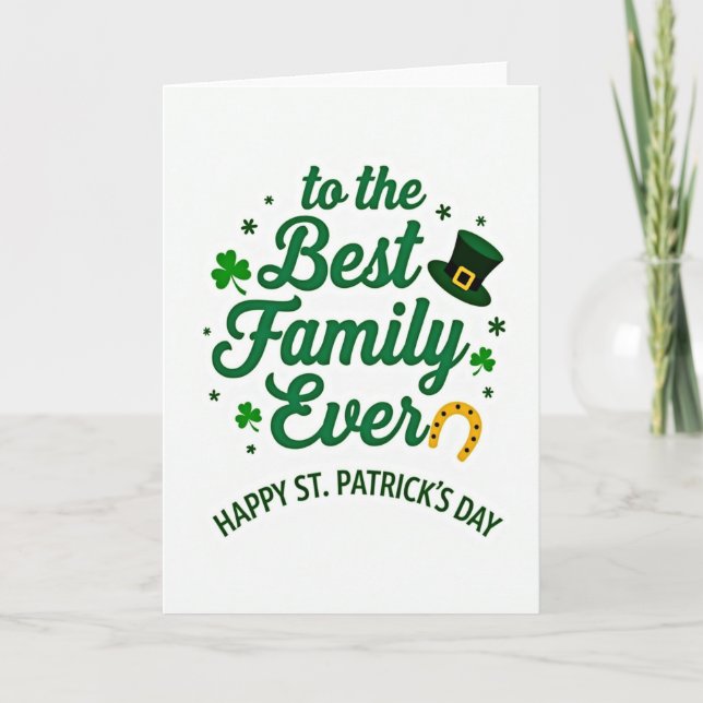 Smaragdgrön familj St Patricks-kort Kort (Framsida)
