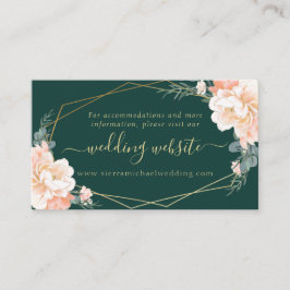 Smaragdgrön Fersken Guld Blommig Bröllopswebbplats Tilläggskort