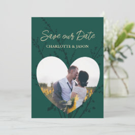 Smaragdgrön Foto Hjärt Ram Spara Datum    Inbjudningar