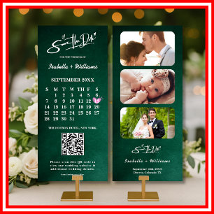 Smaragdgrön FOTO QR-kod Kalender Spara Datum