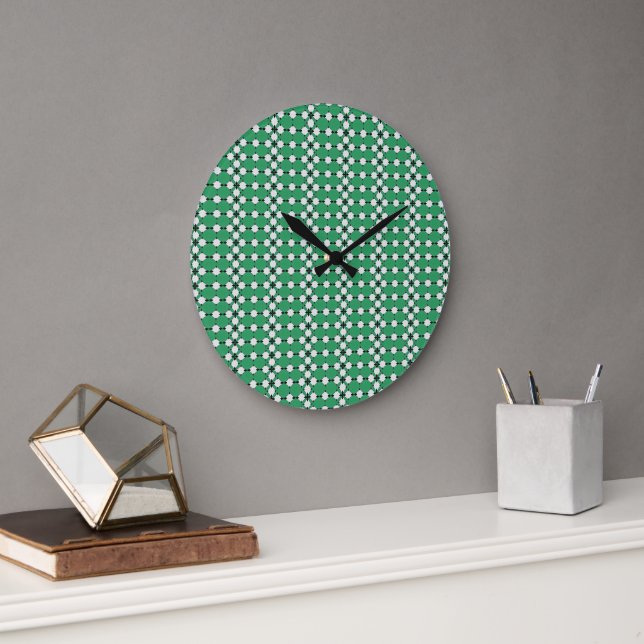 Smaragdgrön Geometrisk Abstrakt Mönsterdesign 1314 Stor Klocka (Kontor)