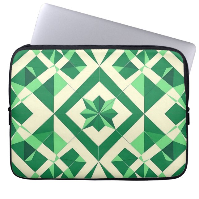 Smaragdgrön geometrisk stjärnmönster laptop fodral (Framsidan)