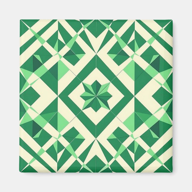 Smaragdgrön geometrisk stjärnmönster magnet (Framsidan)
