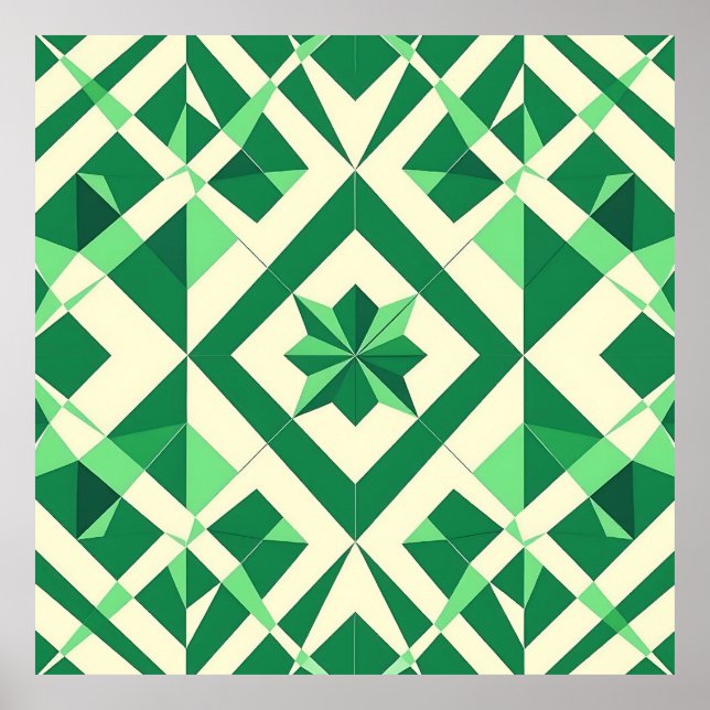Smaragdgrön geometrisk stjärnmönster poster (Framsidan)