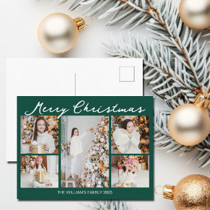 Smaragdgrön Glad Jul Foto Collage Helg Vykort