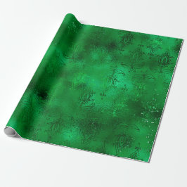 Smaragdgrön Glam Damask-mönster Presentpapper