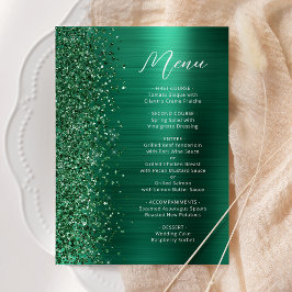 Smaragdgrön Glam Glitter Script Bröllop Meny