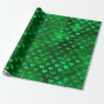 Smaragdgrön Glam Hjärtan Mönster Presentpapper<br><div class="desc">Metallisk smaragdgrön hjärtan och paljetter mönster inslagspapper.</div>