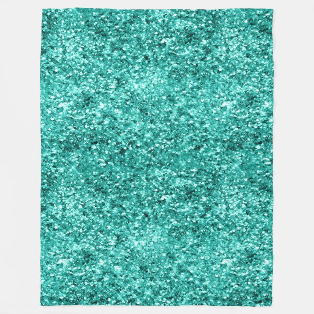 Smaragdgrön glitter födelsedag fleecefilt (Framsidan)
