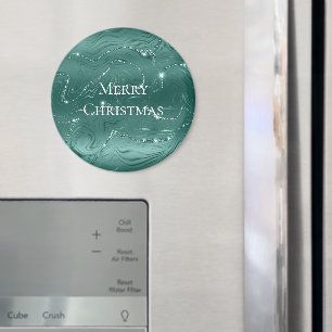 Smaragdgrön Glittrig Marmor Jul Magnet